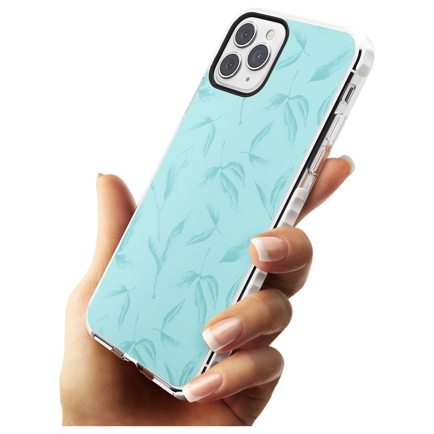 Blue Leaves Vintage Botanical Impact Phone Case for iPhone 11 Pro Max