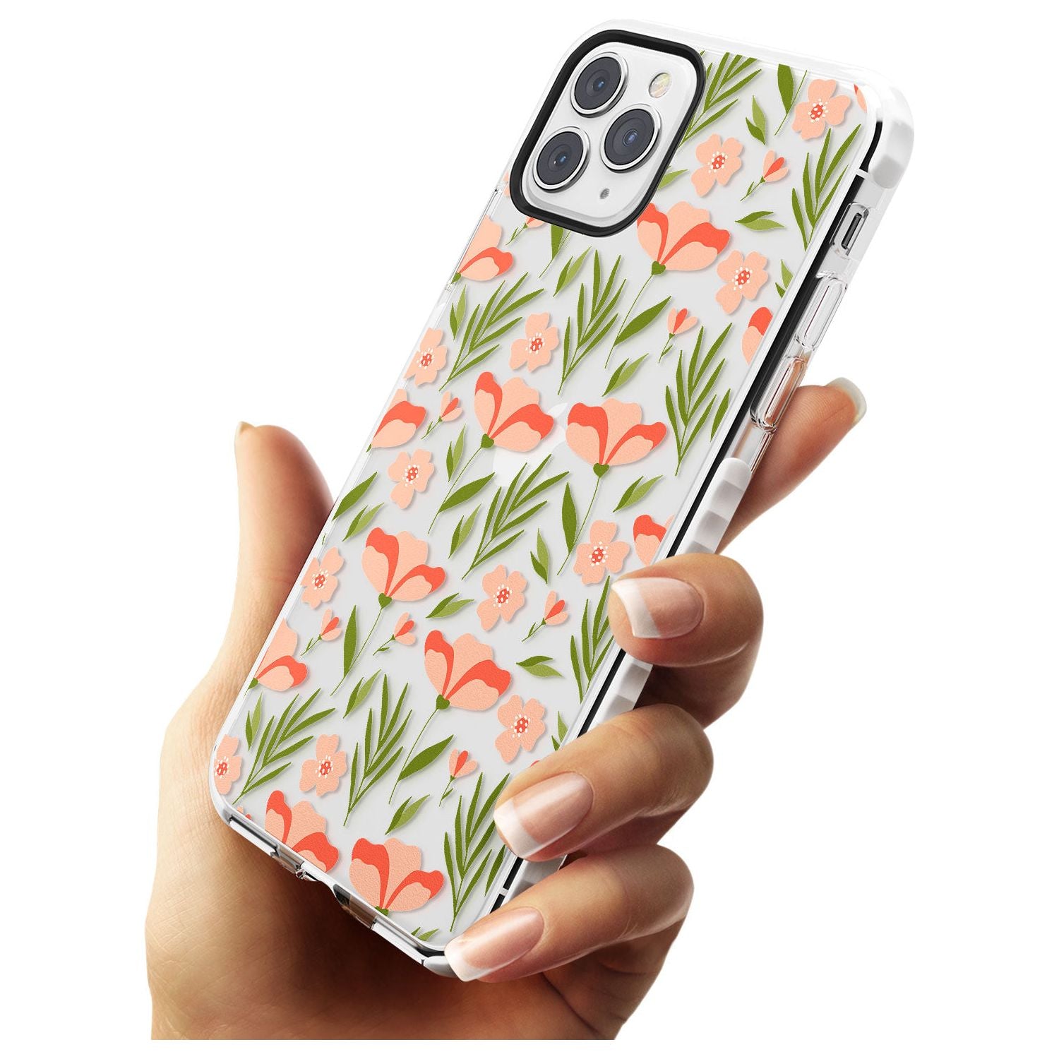 Pink Petals Transparent Floral Impact Phone Case for iPhone 11 Pro Max