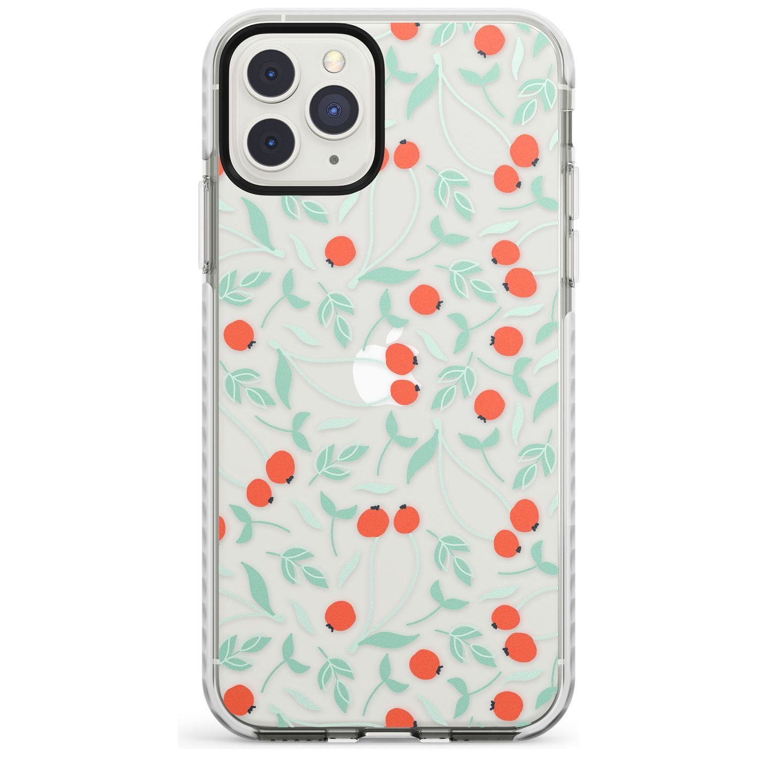 Red Berries Transparent Floral Impact Phone Case for iPhone 11 Pro Max