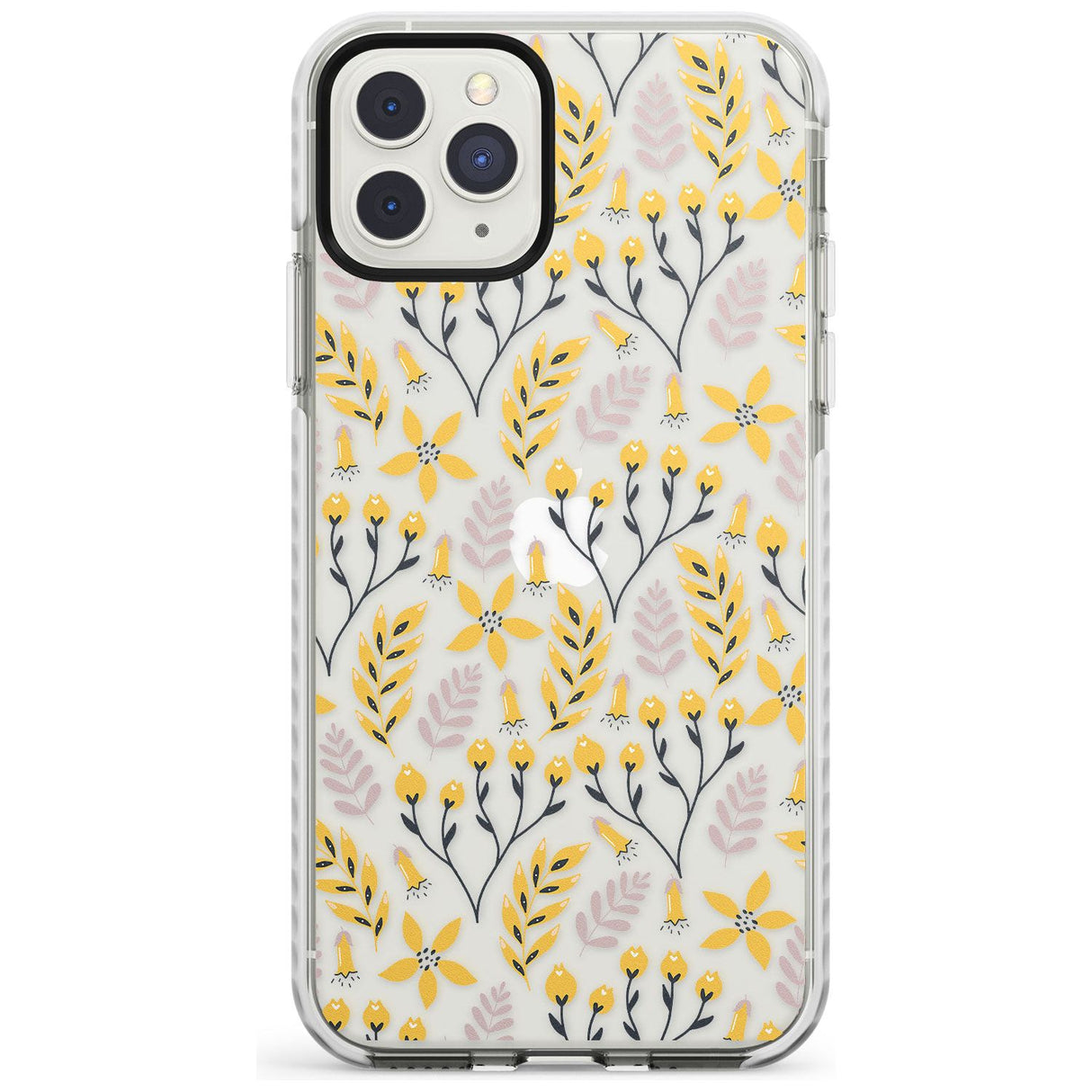 Yellow Leaves Transparent Floral Impact Phone Case for iPhone 11 Pro Max