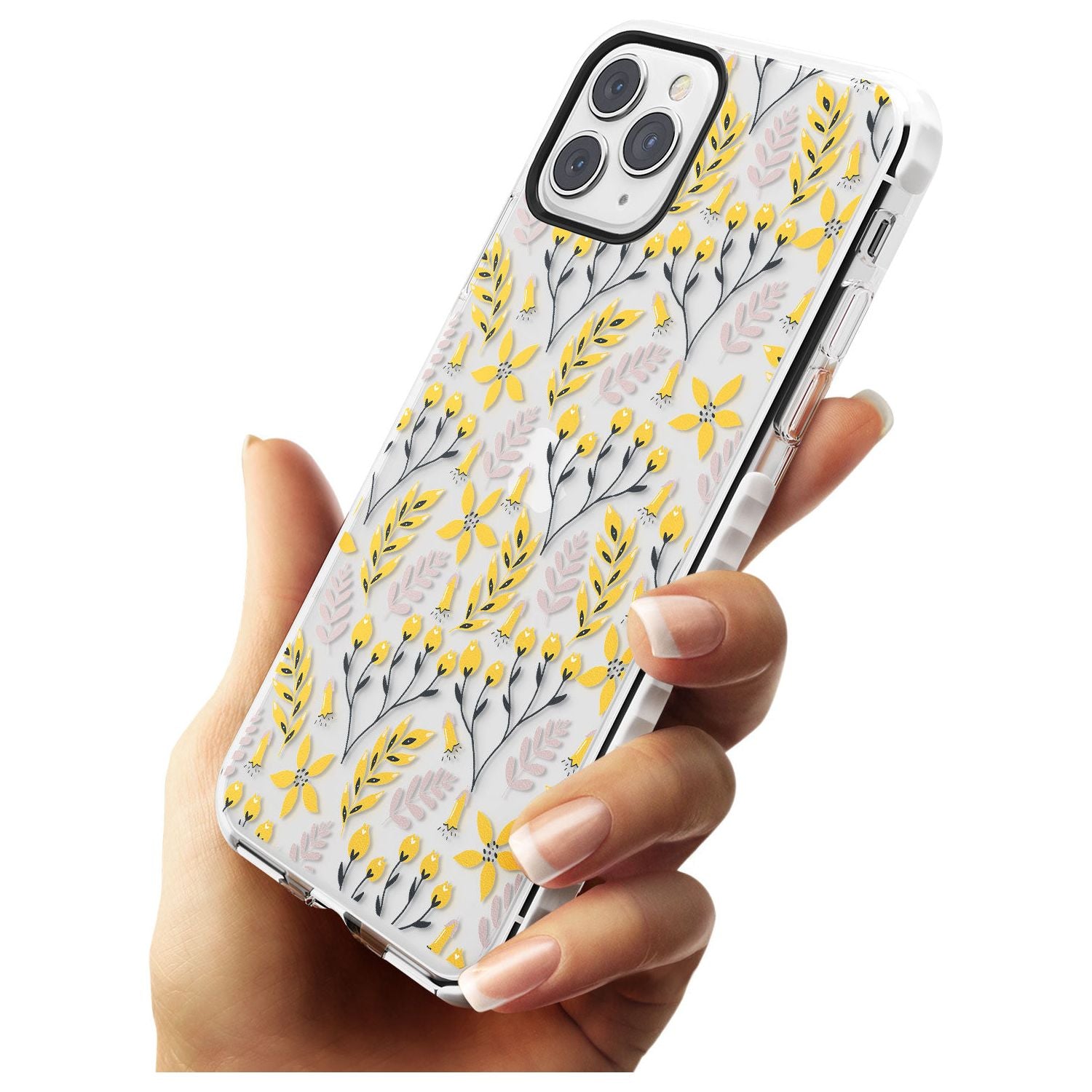 Yellow Leaves Transparent Floral Impact Phone Case for iPhone 11 Pro Max