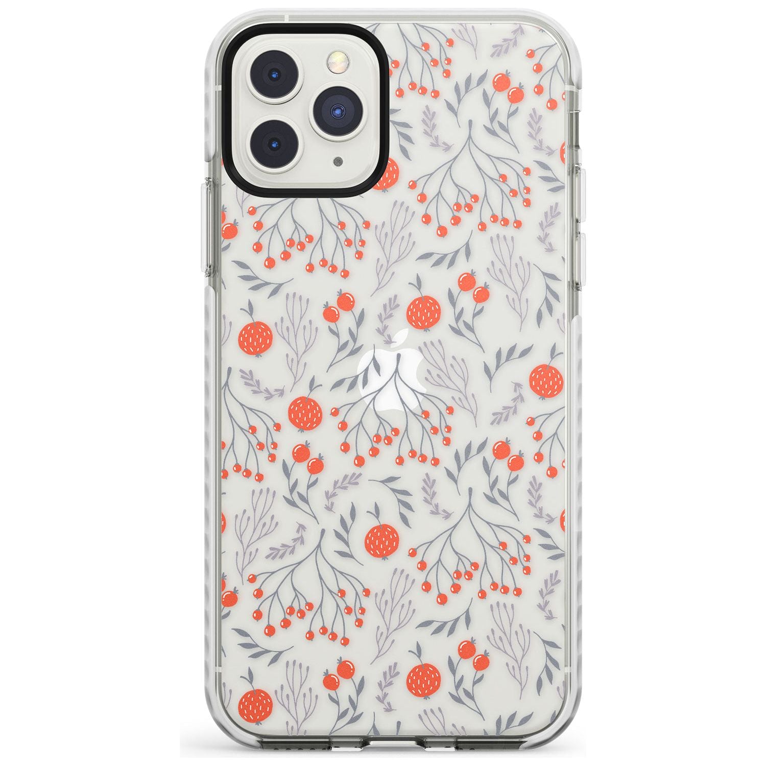Red Fruits Transparent Floral Impact Phone Case for iPhone 11 Pro Max