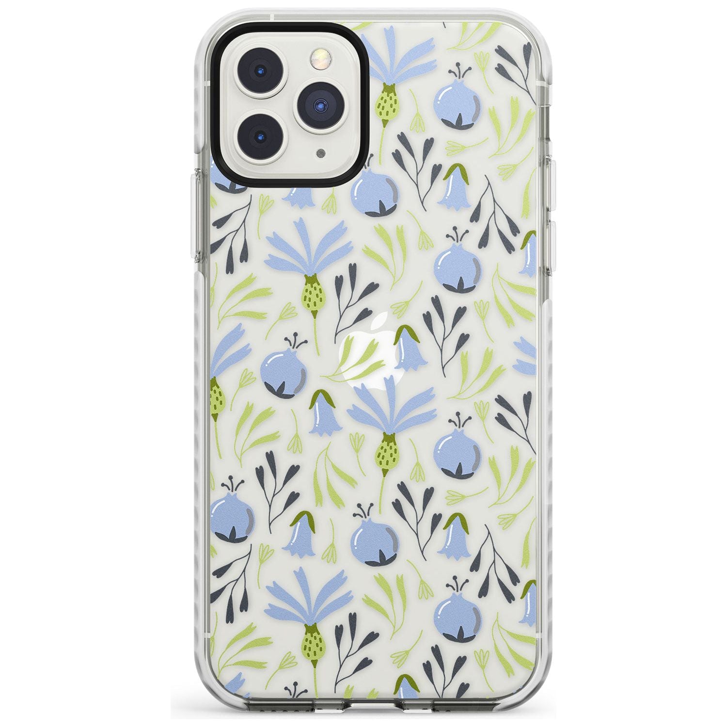 Blue Flora Transparent Floral Impact Phone Case for iPhone 11 Pro Max