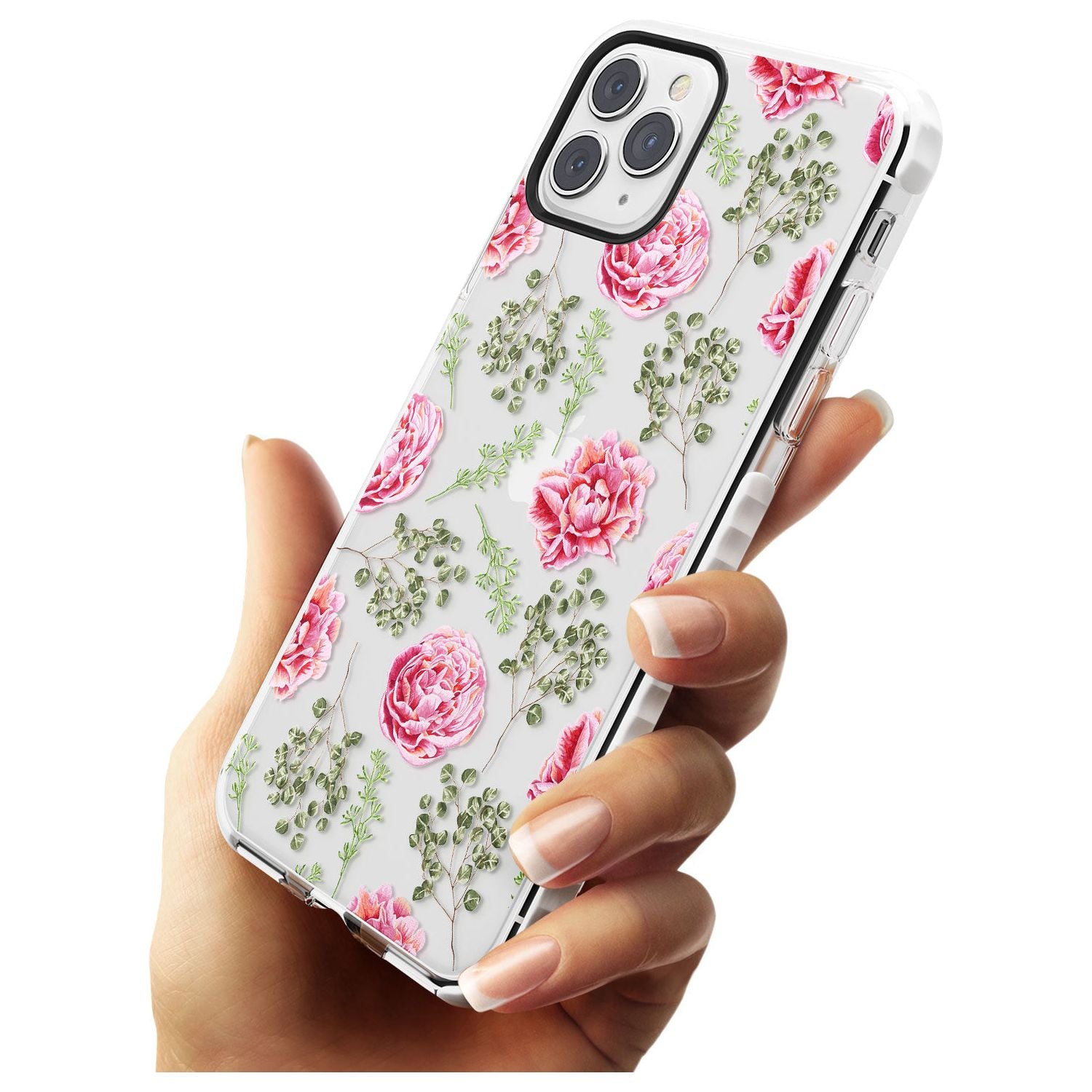 Roses & Eucalyptus Transparent Floral Impact Phone Case for iPhone 11 Pro Max