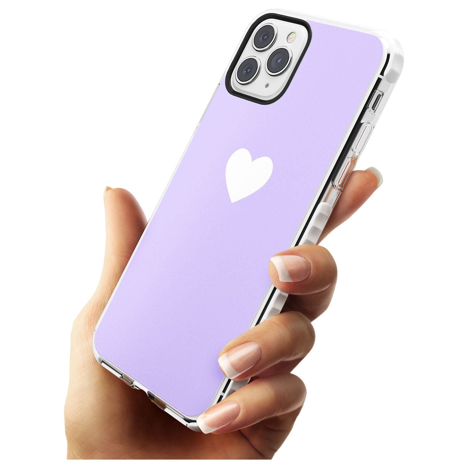 Single Heart White & Pale Purple Impact Phone Case for iPhone 11 Pro Max