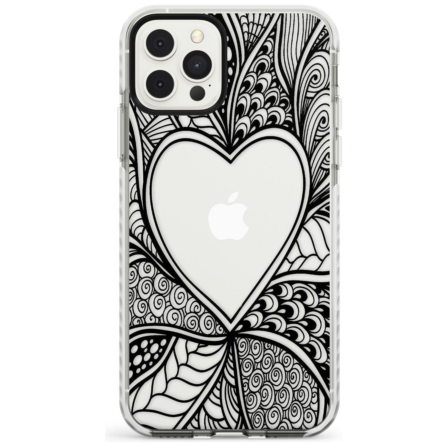 Black Henna Heart Impact Phone Case for iPhone 11 Pro Max