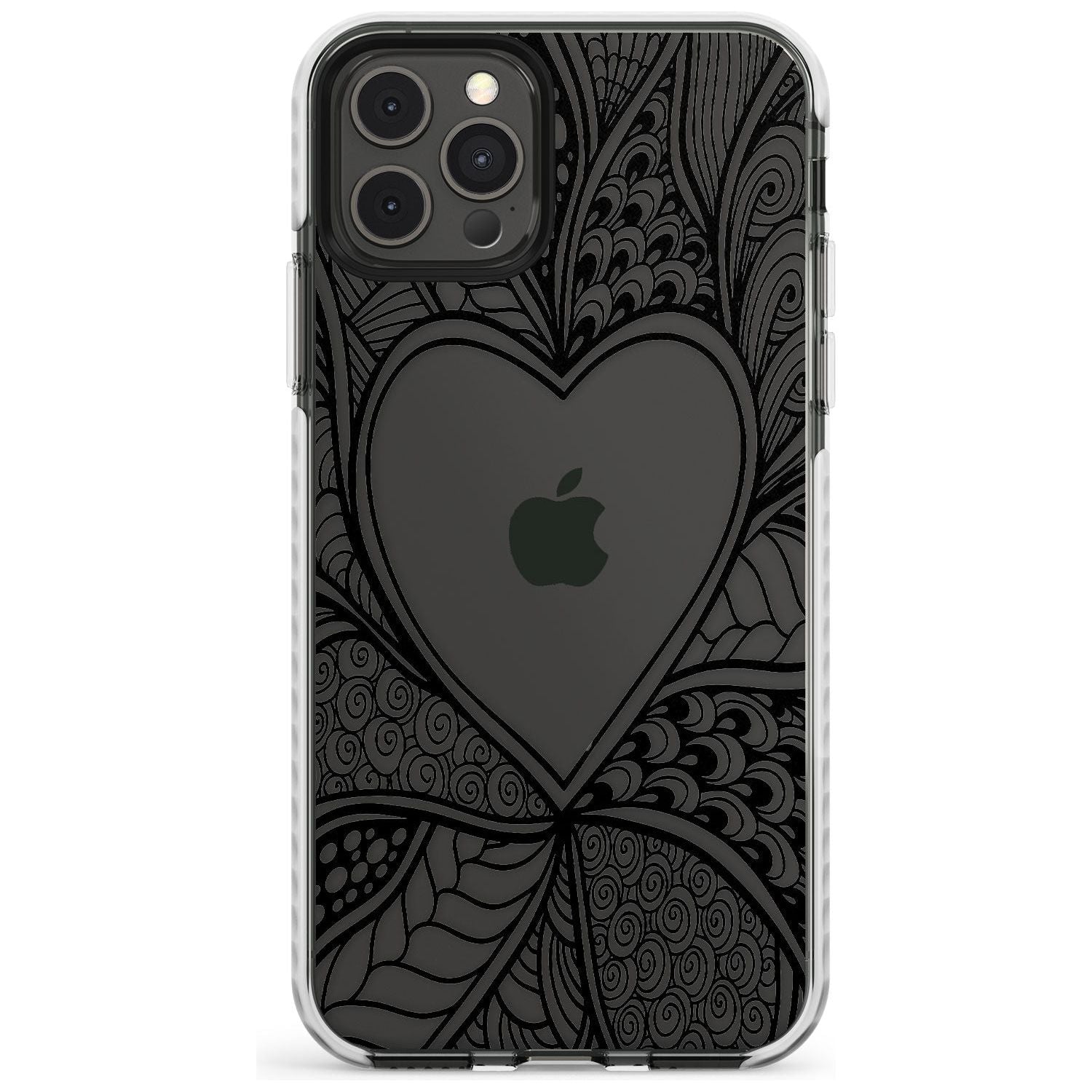 Black Henna Heart Impact Phone Case for iPhone 11 Pro Max