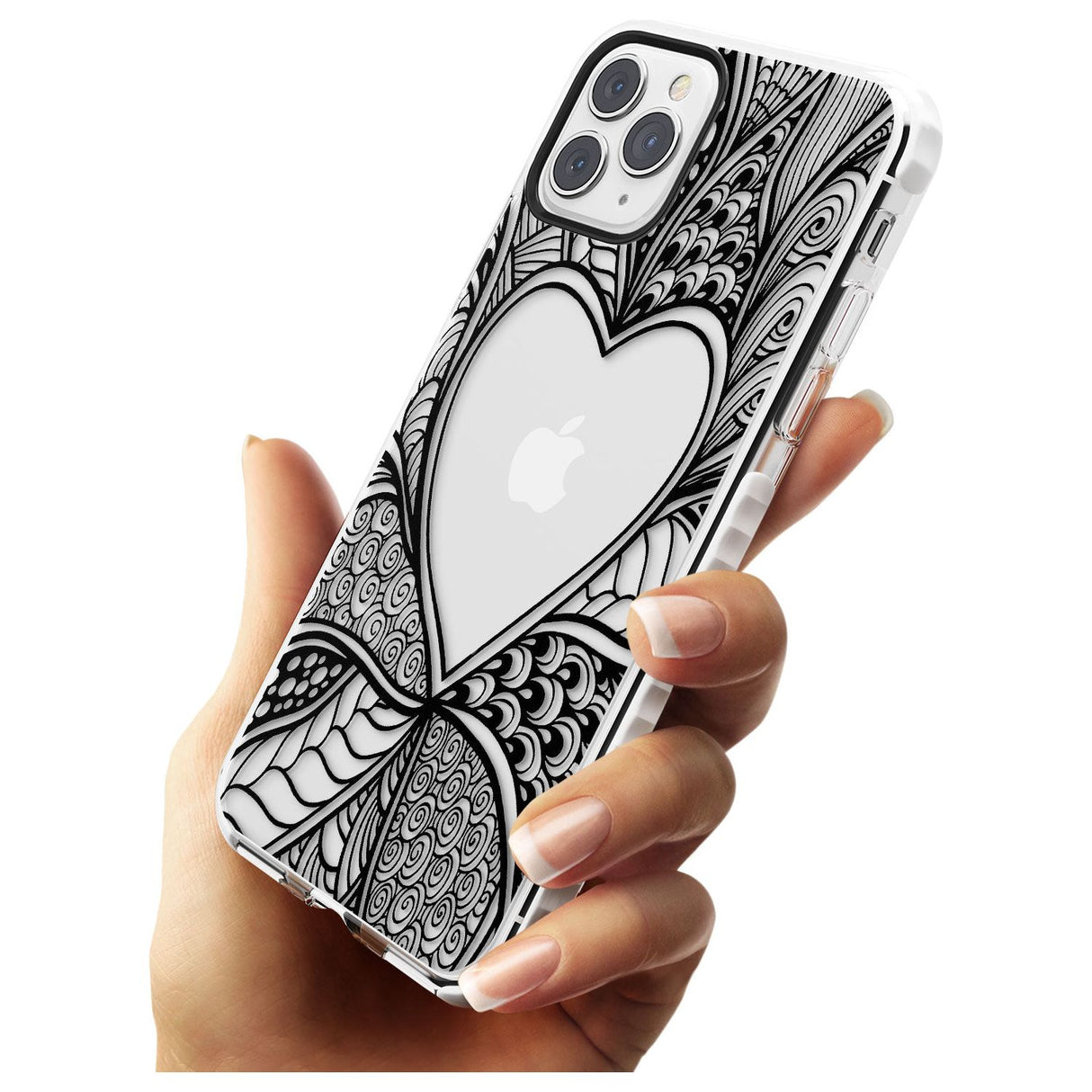 Black Henna Heart Impact Phone Case for iPhone 11 Pro Max