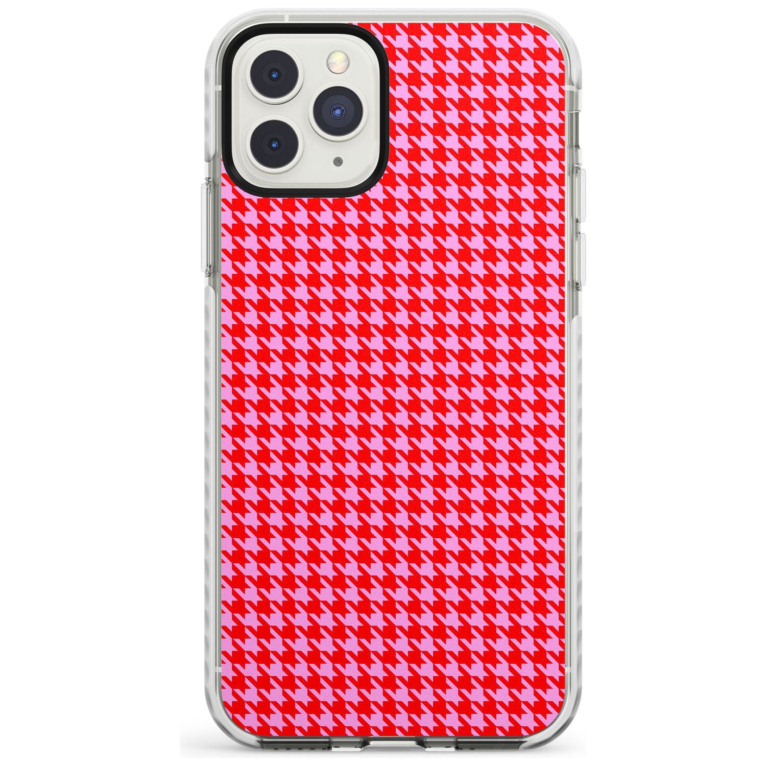 Neon Pink & Red Houndstooth Pattern Impact Phone Case for iPhone 11 Pro Max