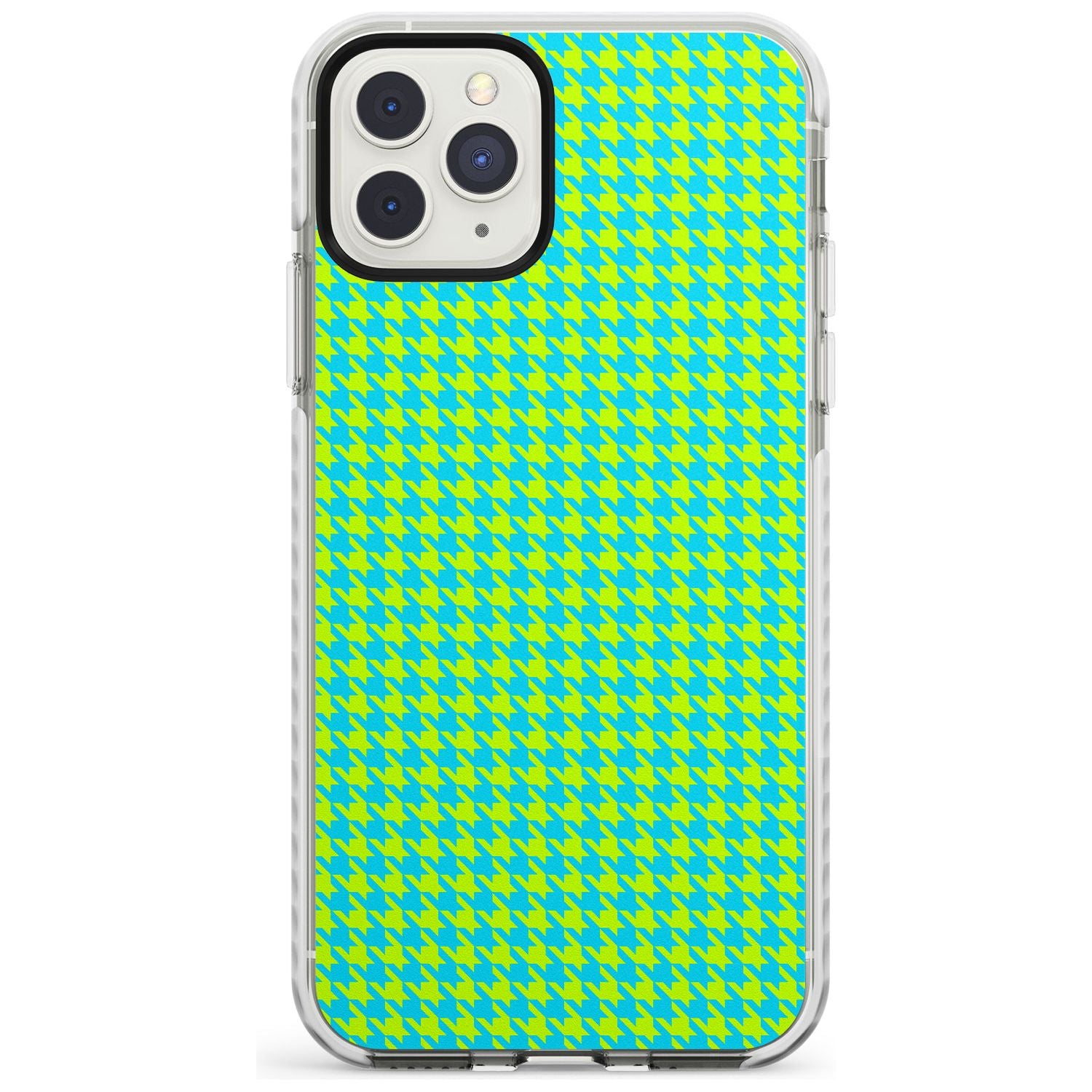 Neon Lime & Turquoise Houndstooth Pattern Impact Phone Case for iPhone 11 Pro Max