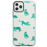 Turquoise Tiger Jungle Cat Pattern Impact Phone Case for iPhone 11 Pro Max