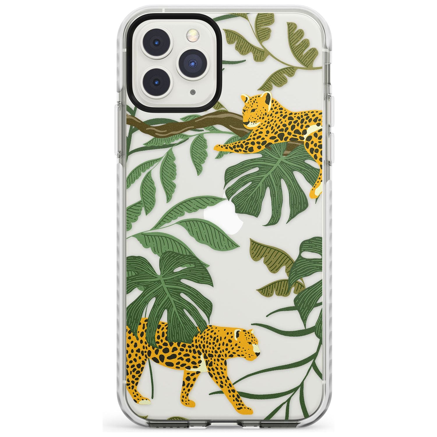 Two Jaguars & Foliage Jungle Cat Pattern Impact Phone Case for iPhone 11 Pro Max