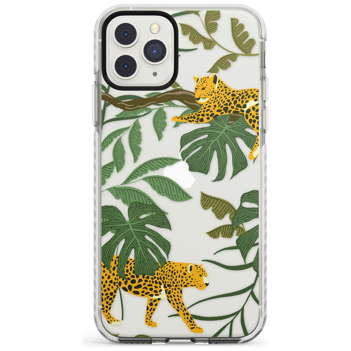 Two Jaguars & Foliage Jungle Cat Pattern Impact Phone Case for iPhone 11 Pro Max