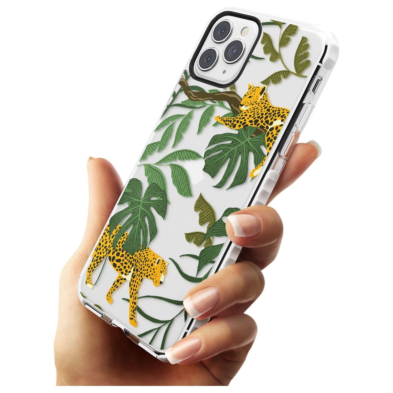 Two Jaguars & Foliage Jungle Cat Pattern Impact Phone Case for iPhone 11 Pro Max