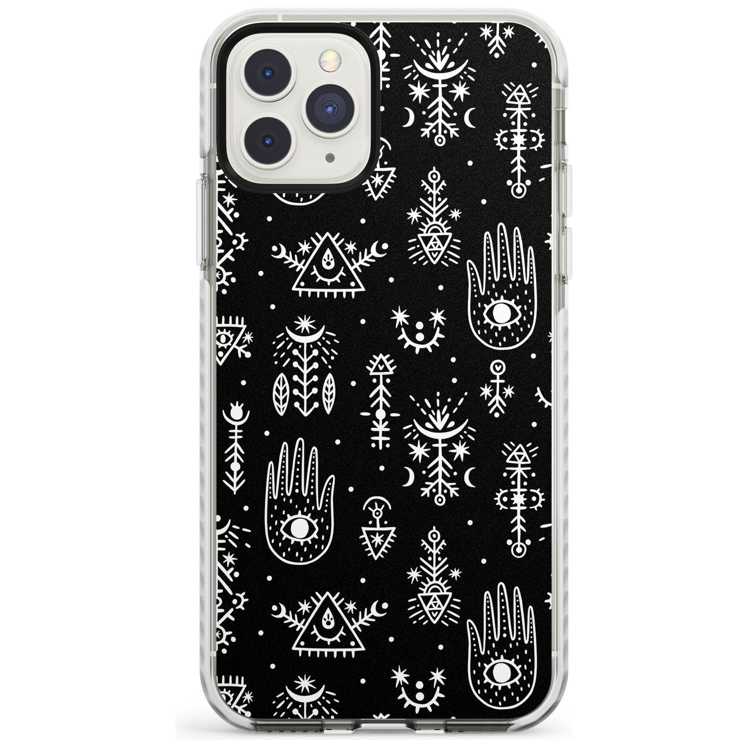 Tribal Palms - White on Black Impact Phone Case for iPhone 11 Pro Max