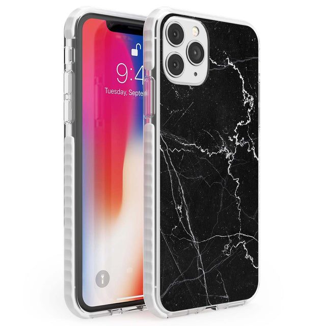 Bold Black Marble with White Texture Phone Case iPhone 11 Pro Max / Impact Case,iPhone 11 Pro / Impact Case,iPhone 12 Pro / Impact Case,iPhone 12 Pro Max / Impact Case Blanc Space
