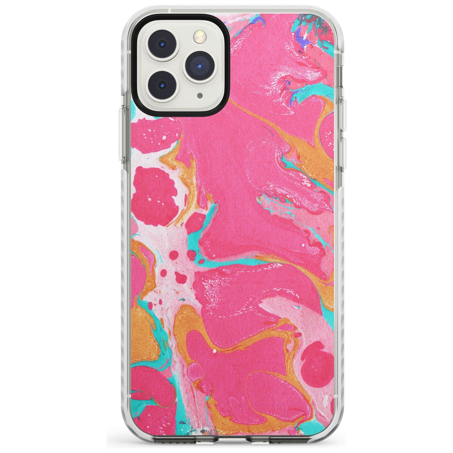 Pink, Orange & Turquoise Marbled Paper Pattern Impact Phone Case for iPhone 11 Pro Max