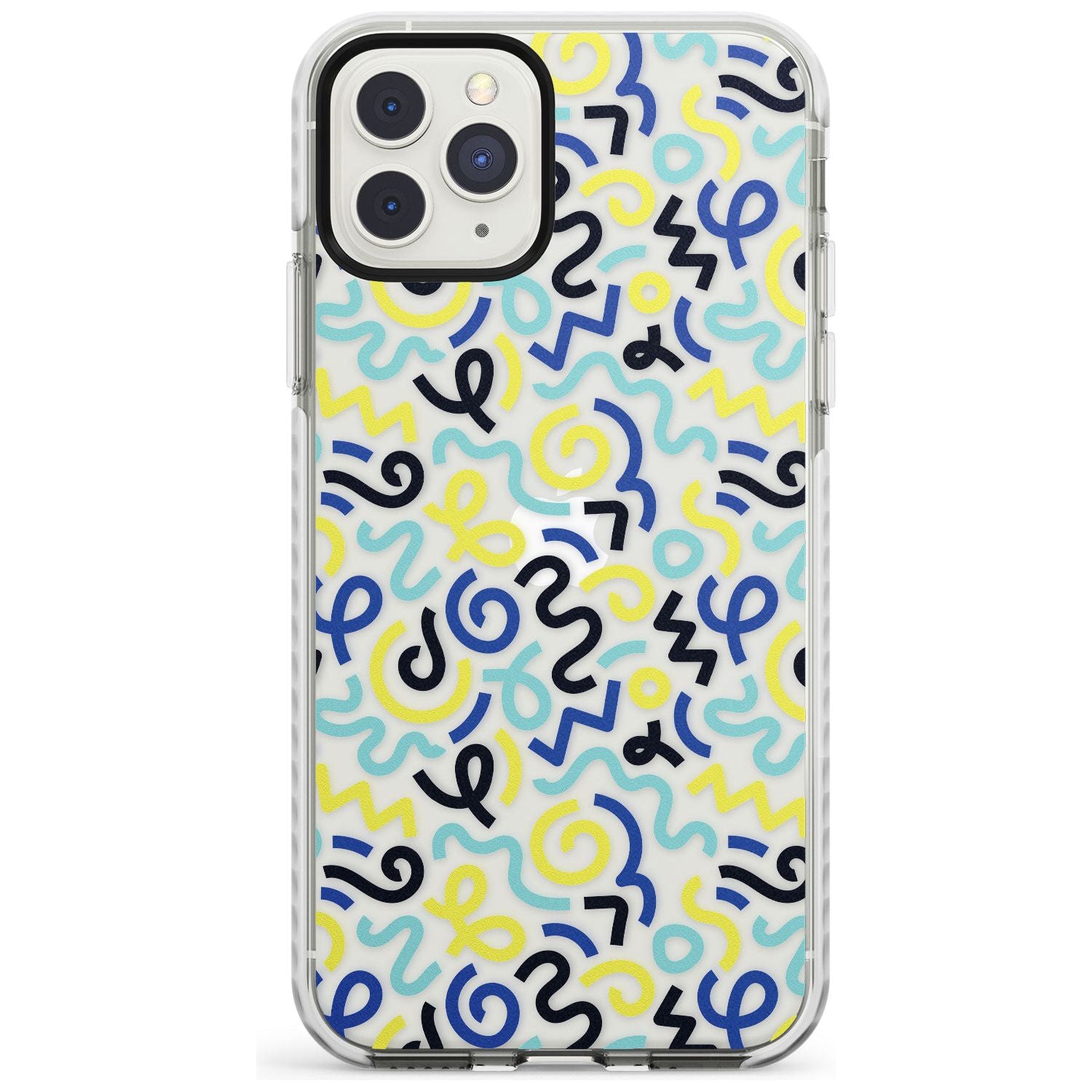 Blue & Yellow Shapes Memphis Retro Pattern Design Impact Phone Case for iPhone 11 Pro Max