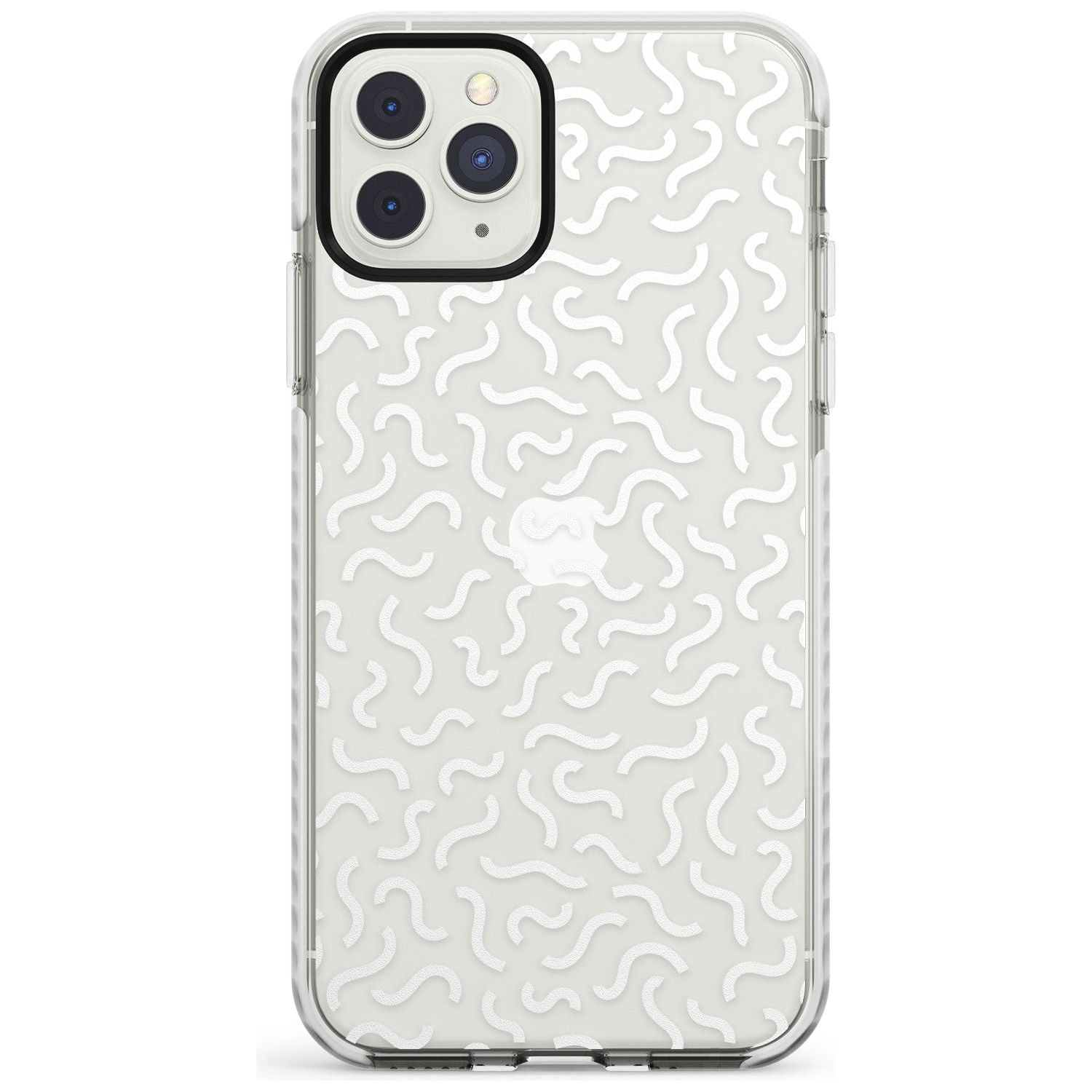White Wavy Squiggles Memphis Retro Pattern Design Impact Phone Case for iPhone 11 Pro Max