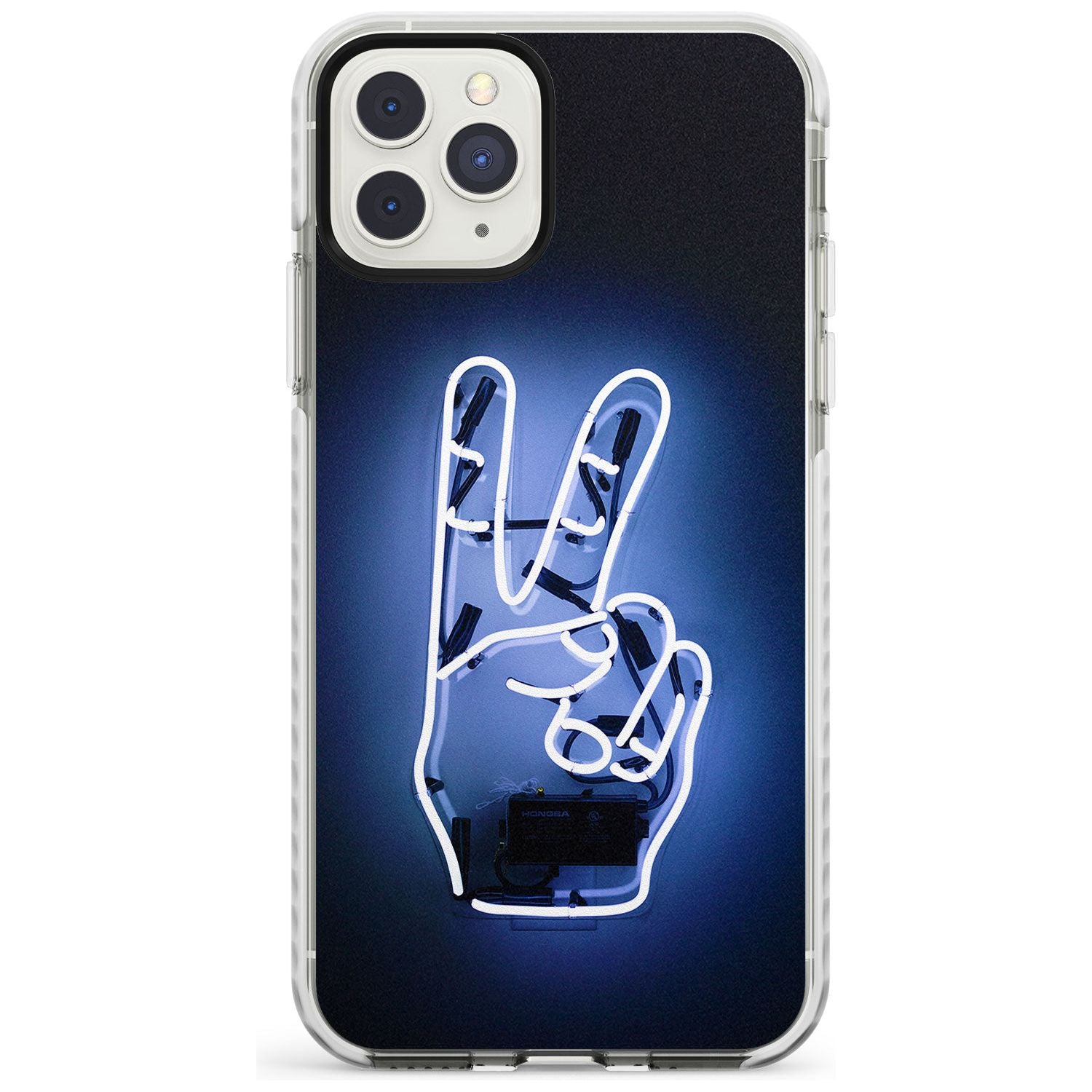 Peace Sign Hand Neon Sign Impact Phone Case for iPhone 11 Pro Max