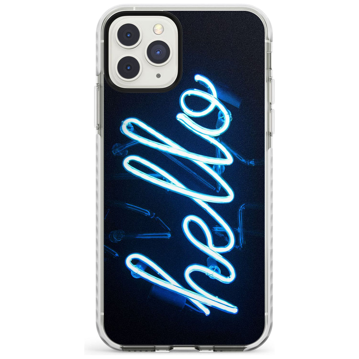 "Hello" Blue Cursive Neon Sign Impact Phone Case for iPhone 11 Pro Max