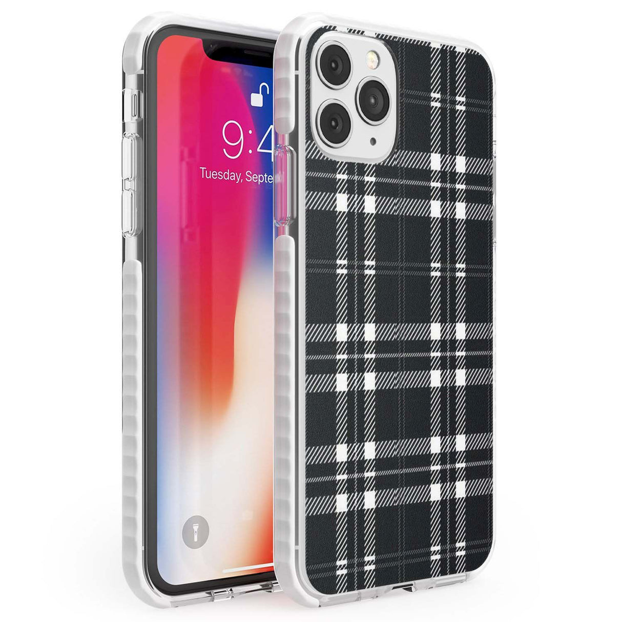 Divine Black Plaid Phone Case iPhone 11 Pro Max / Impact Case,iPhone 11 Pro / Impact Case,iPhone 12 Pro / Impact Case,iPhone 12 Pro Max / Impact Case Blanc Space