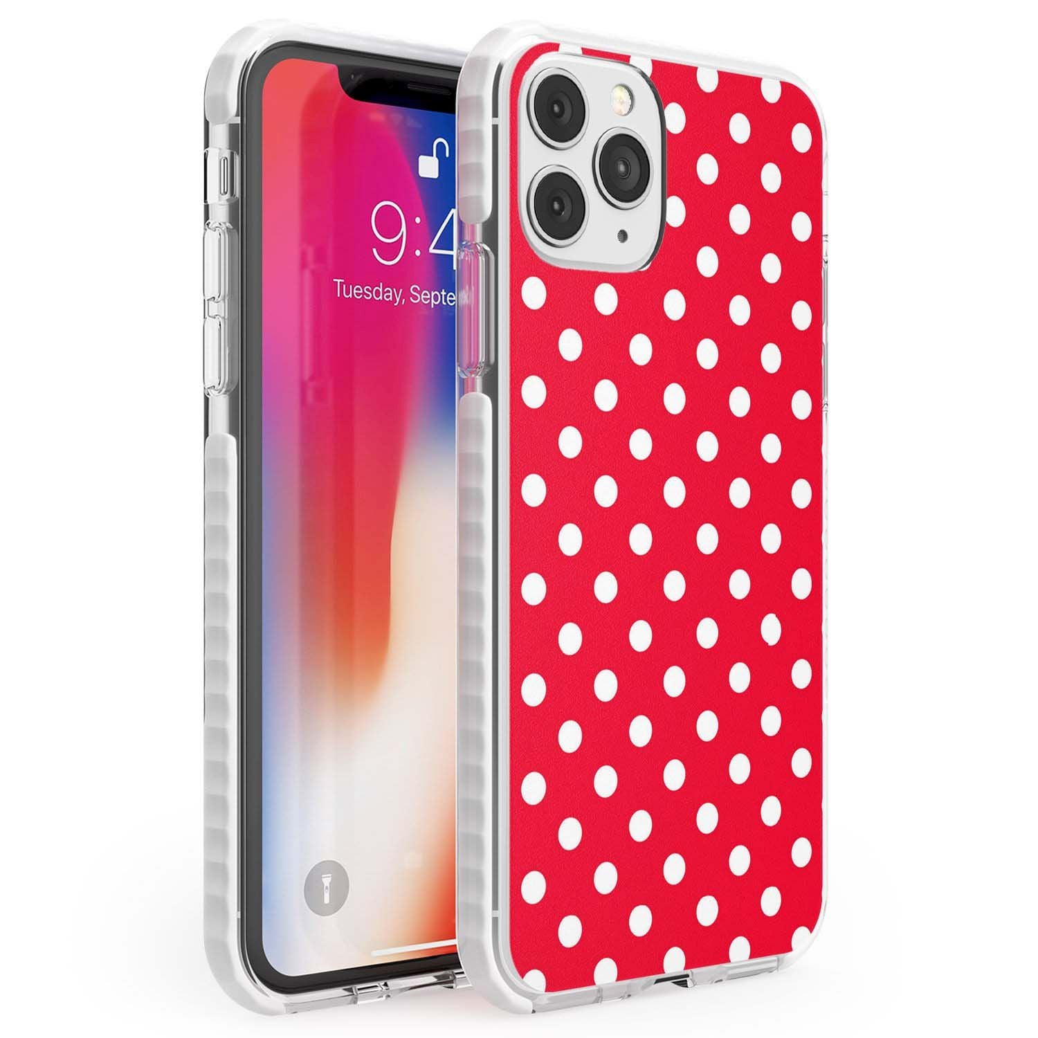 Designer Lava Red Polka Dot Phone Case iPhone 11 Pro Max / Impact Case,iPhone 11 Pro / Impact Case,iPhone 12 Pro / Impact Case,iPhone 12 Pro Max / Impact Case Blanc Space