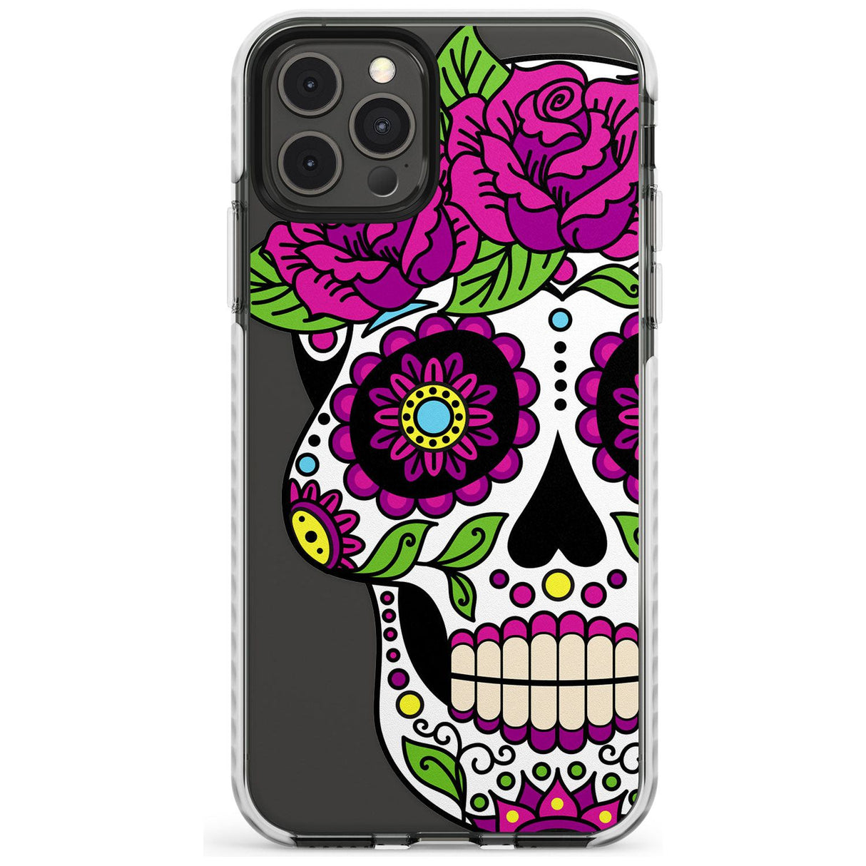 Purple Floral Sugar Skull Impact Phone Case for iPhone 11 Pro Max