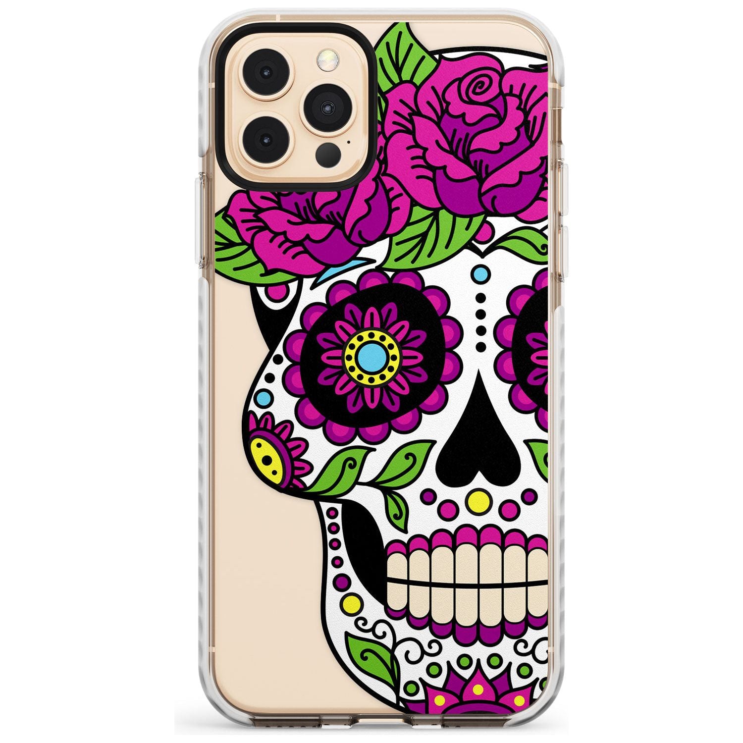 Purple Floral Sugar Skull Impact Phone Case for iPhone 11 Pro Max