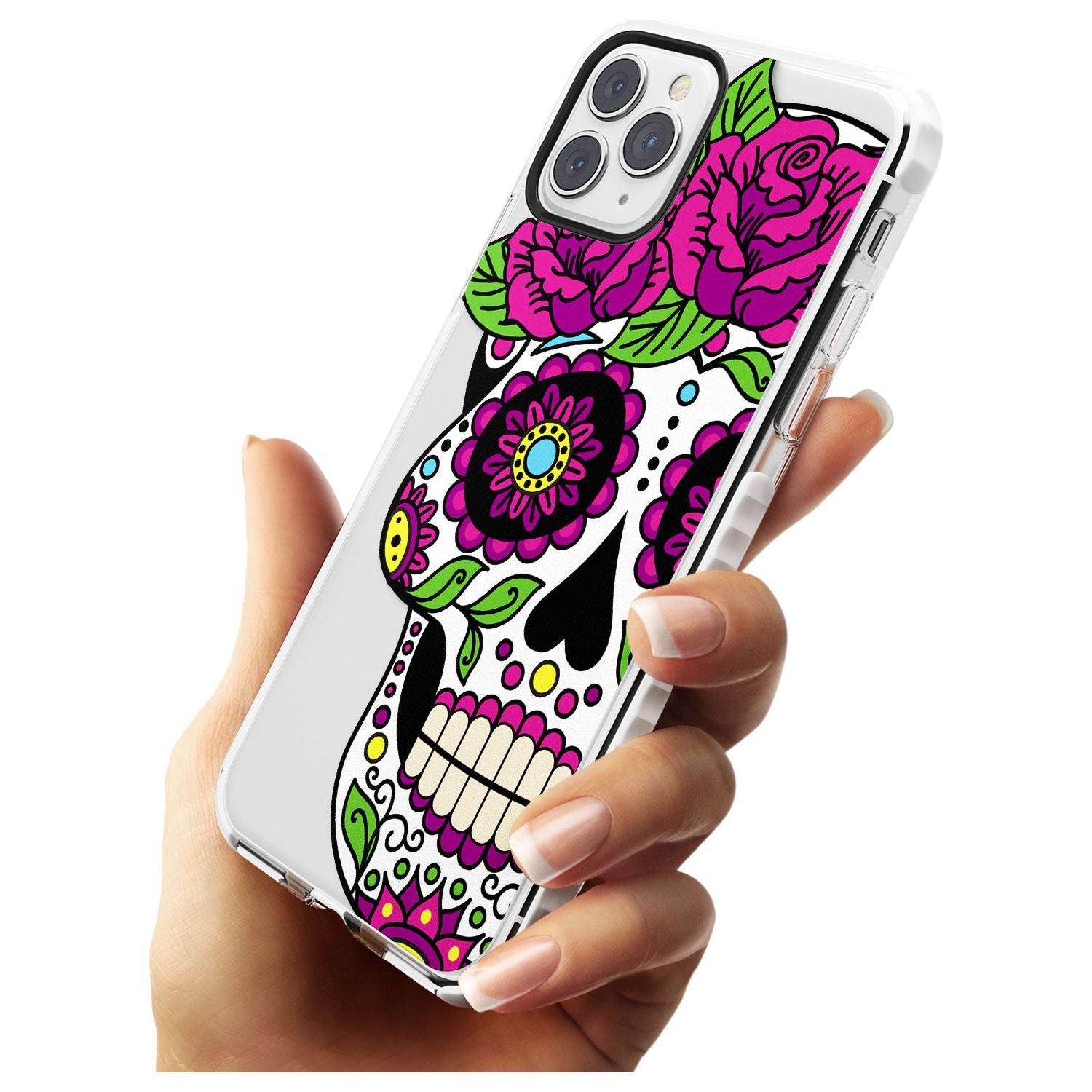 Purple Floral Sugar Skull Impact Phone Case for iPhone 11 Pro Max
