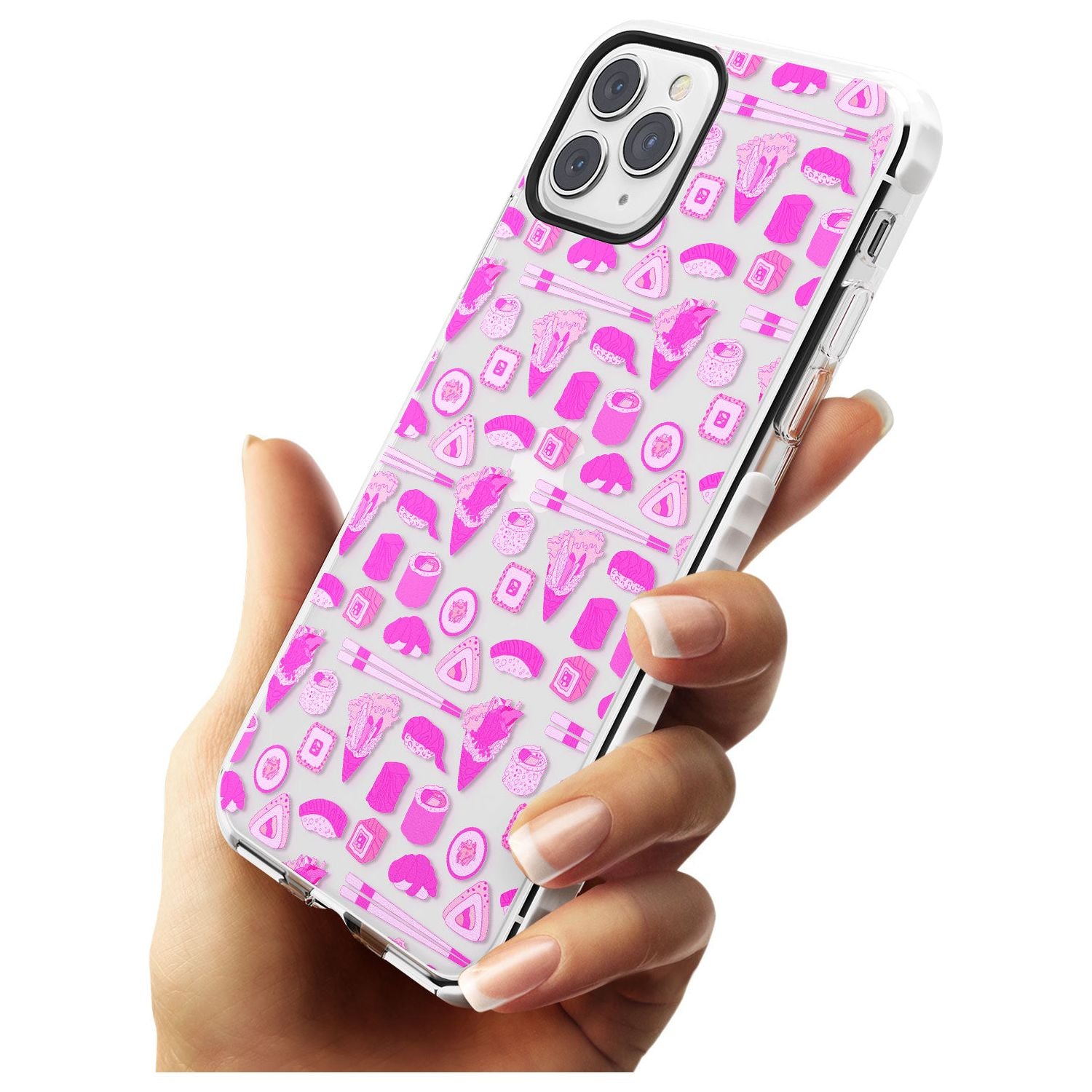 Bright Pink Sushi Pattern Impact Phone Case for iPhone 11 Pro Max
