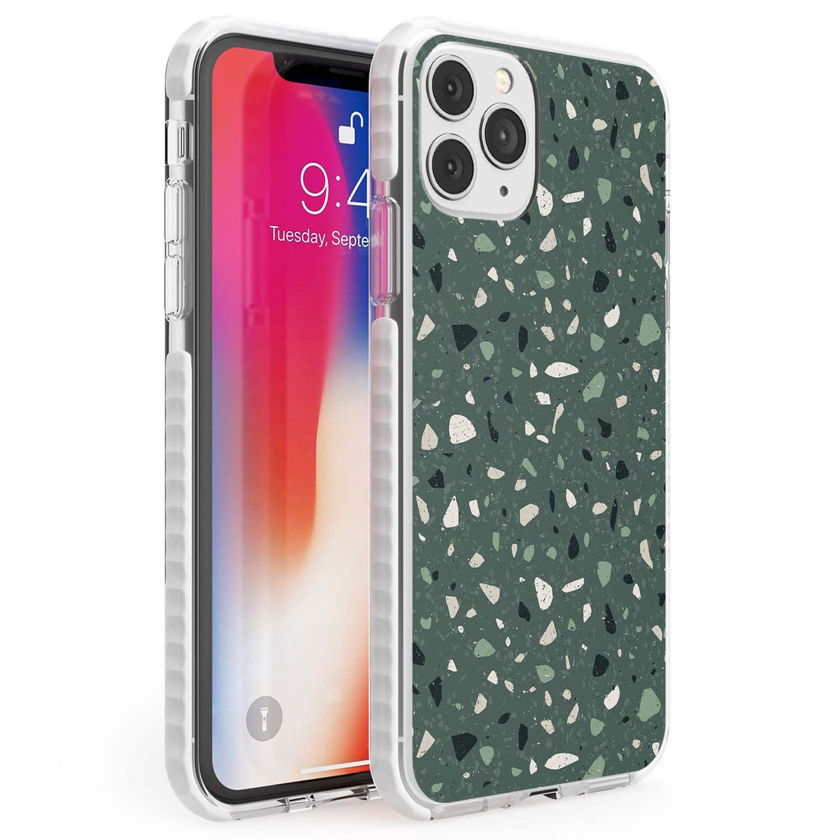 Green & Cream Terrazzo Pattern Phone Case iPhone 11 Pro Max / Impact Case,iPhone 11 Pro / Impact Case,iPhone 12 Pro / Impact Case,iPhone 12 Pro Max / Impact Case Blanc Space