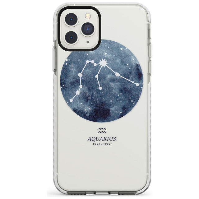 Aquarius Zodiac Transparent Design - Blue Impact Phone Case for iPhone 11 Pro Max