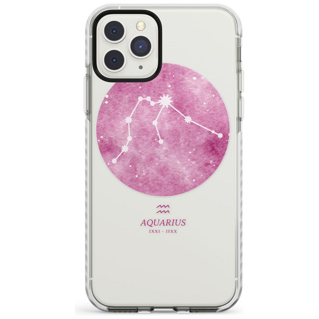Aquarius Zodiac Transparent Design - Pink Impact Phone Case for iPhone 11 Pro Max