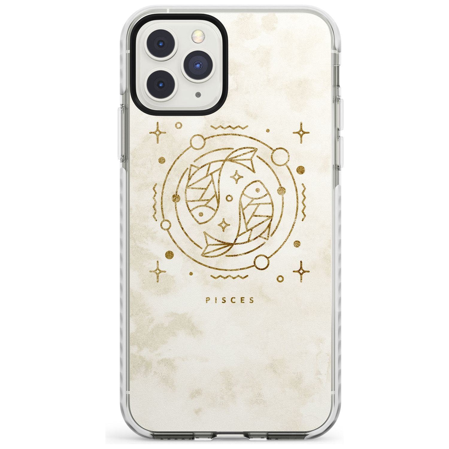 Pisces Emblem - Solid Gold Marbled Design Impact Phone Case for iPhone 11 Pro Max