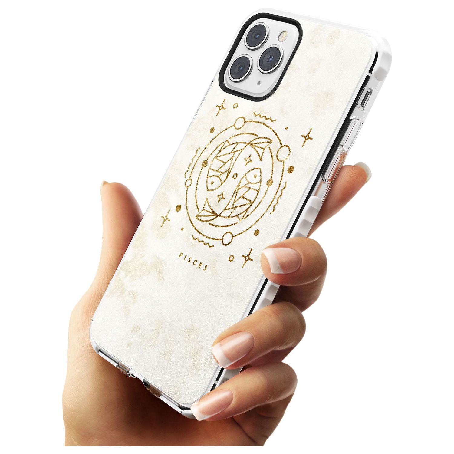 Pisces Emblem - Solid Gold Marbled Design Impact Phone Case for iPhone 11 Pro Max