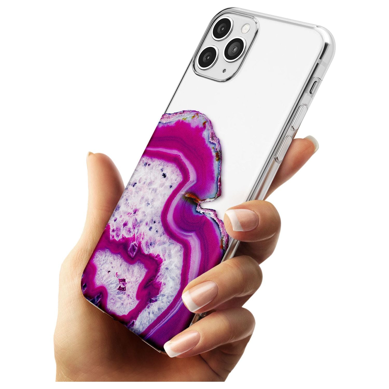 Violet & White Swirl Agate Crystal Clear Design Slim TPU Phone Case for iPhone 11 Pro Max