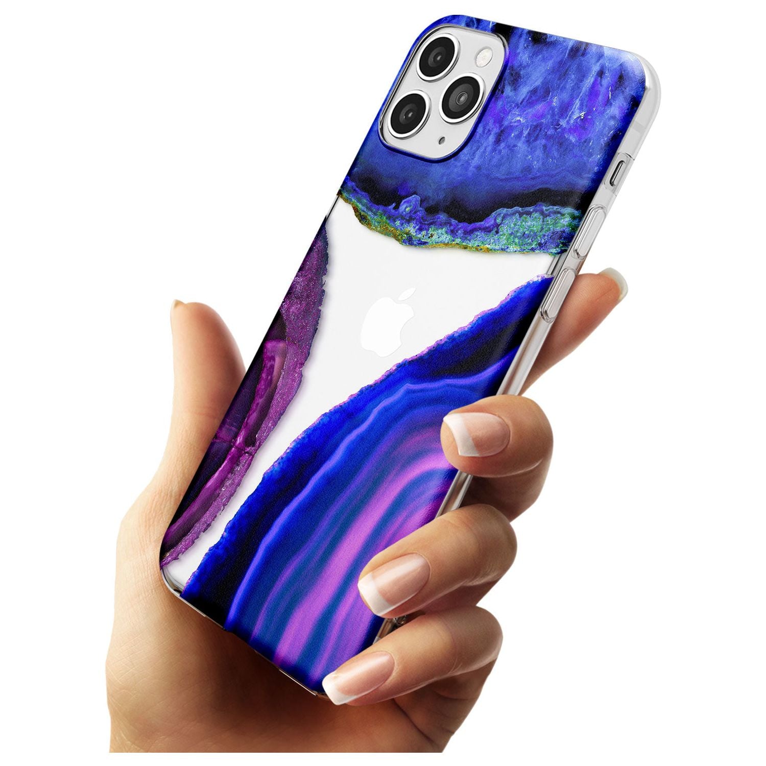 Purple & Blue Agate Gemstone Clear Design Slim TPU Phone Case for iPhone 11 Pro Max