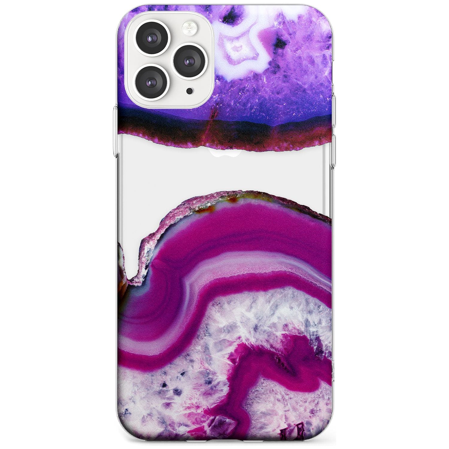 Purple & White Gemstone Crystal Clear Design Slim TPU Phone Case for iPhone 11 Pro Max