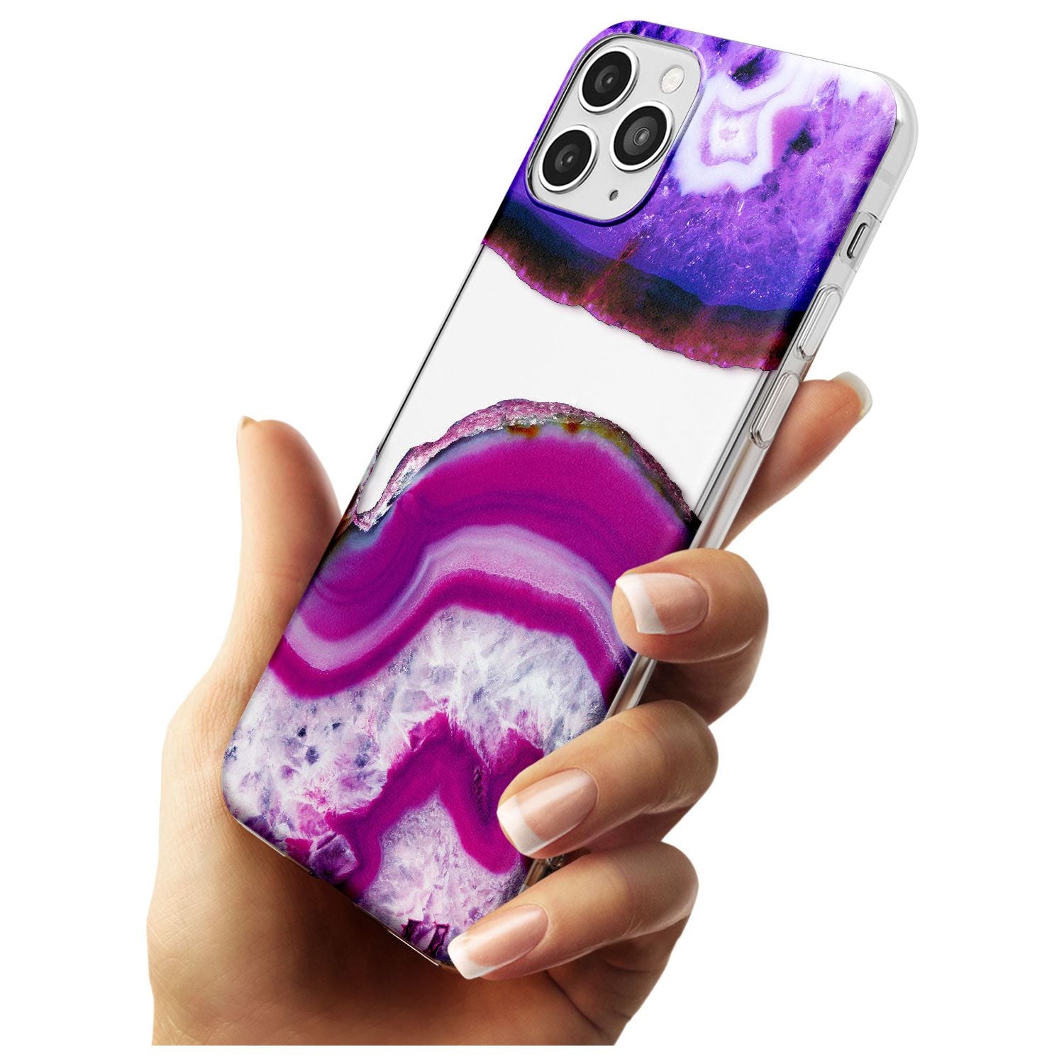 Purple & White Gemstone Crystal Clear Design Slim TPU Phone Case for iPhone 11 Pro Max