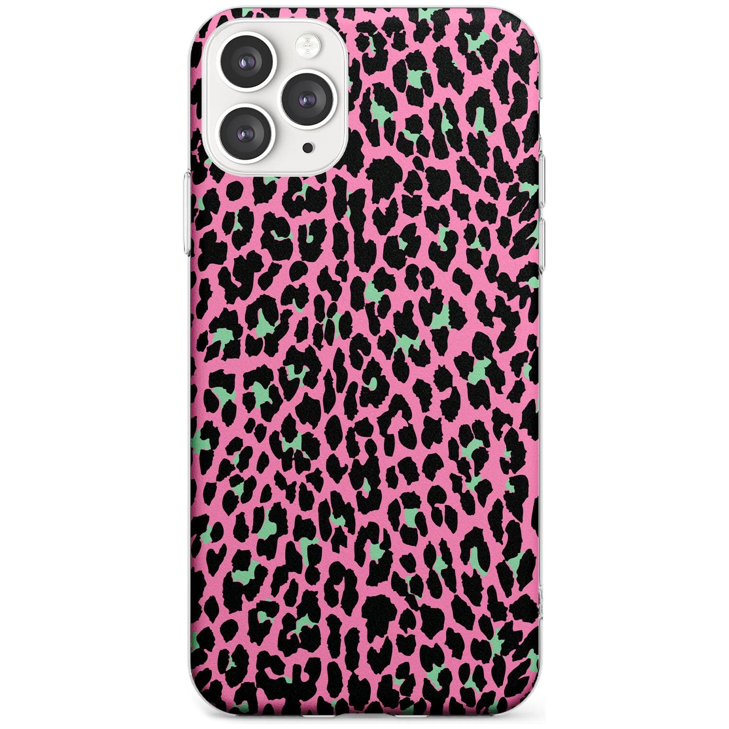 Green on Pink Leopard Print Pattern Slim TPU Phone Case for iPhone 11 Pro Max