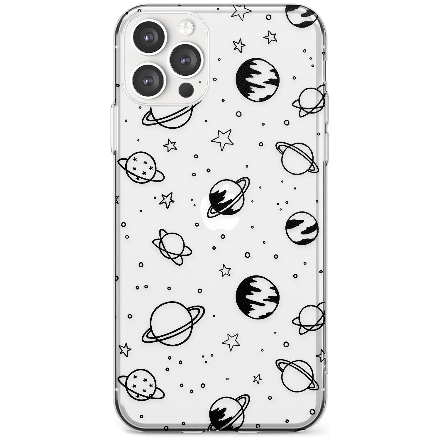 Outer Space Outlines: Black on Clear Black Impact Phone Case for iPhone 11 Pro Max