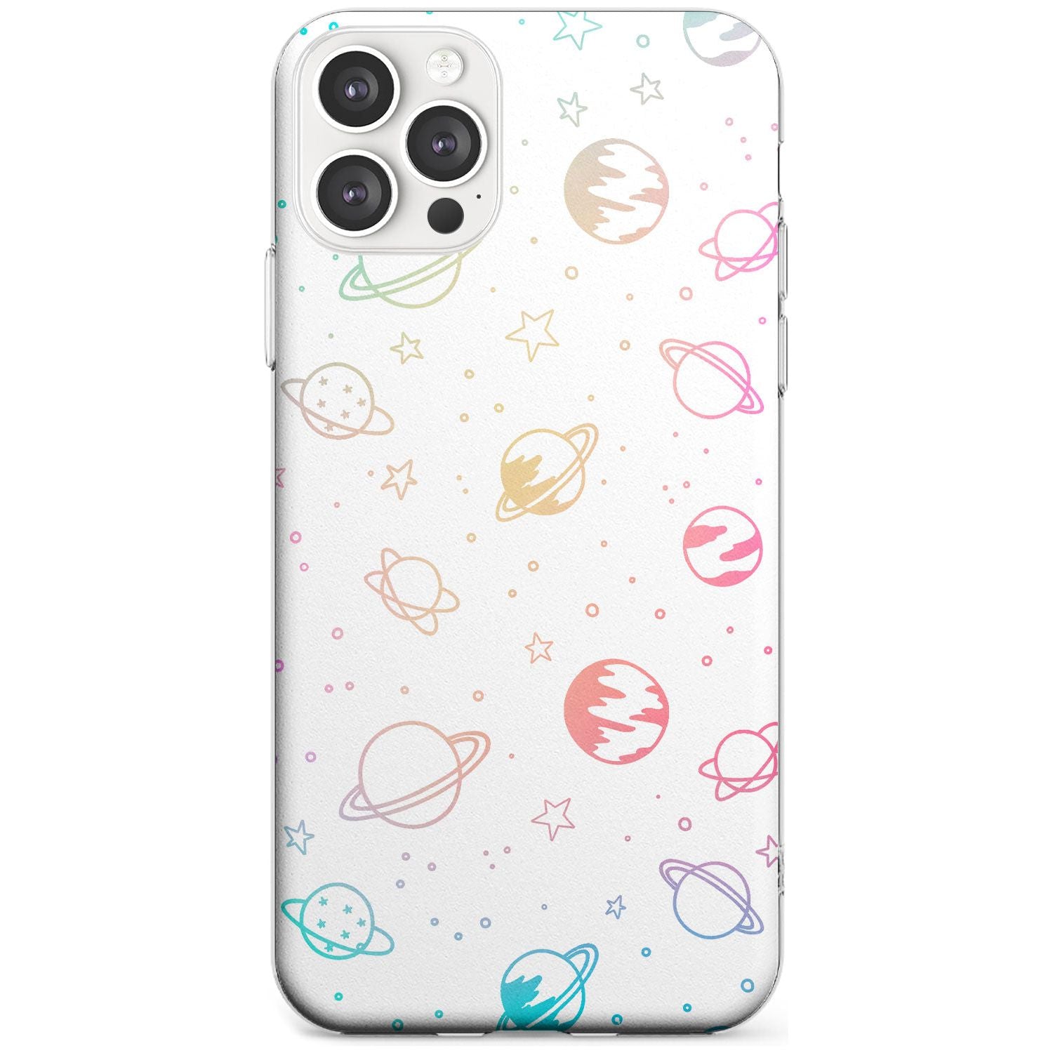 Outer Space Outlines: Pastels on White Black Impact Phone Case for iPhone 11 Pro Max