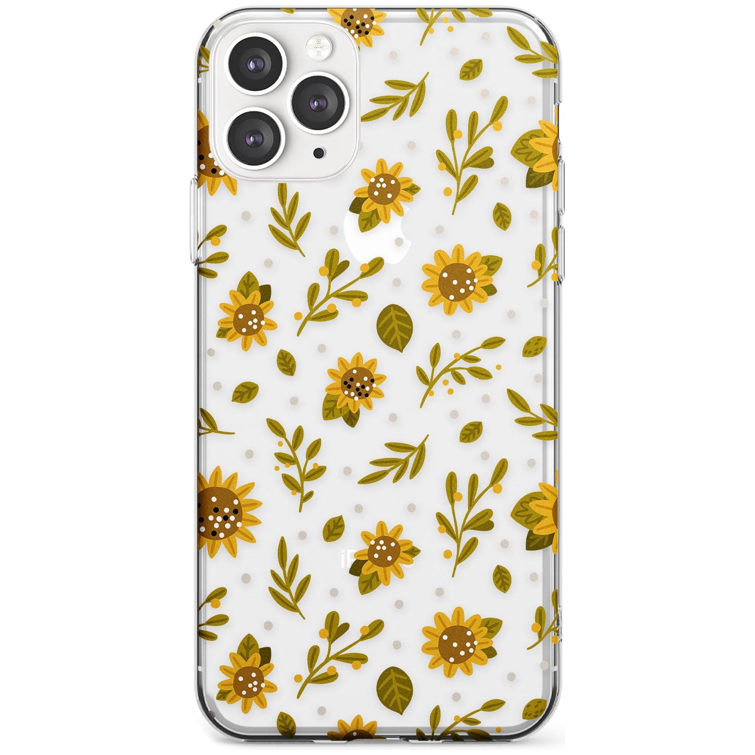 Sweet as Honey Patterns: Sunflowers (Clear) Slim TPU Phone Case for iPhone 11 Pro Max