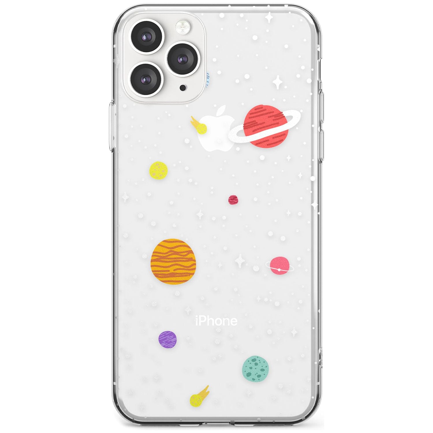 Cute Cartoon Planets (Clear) Slim TPU Phone Case for iPhone 11 Pro Max