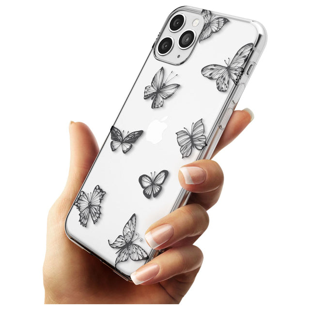 Grey Butterfly Line Pattern Slim TPU Phone Case for iPhone 11 Pro Max