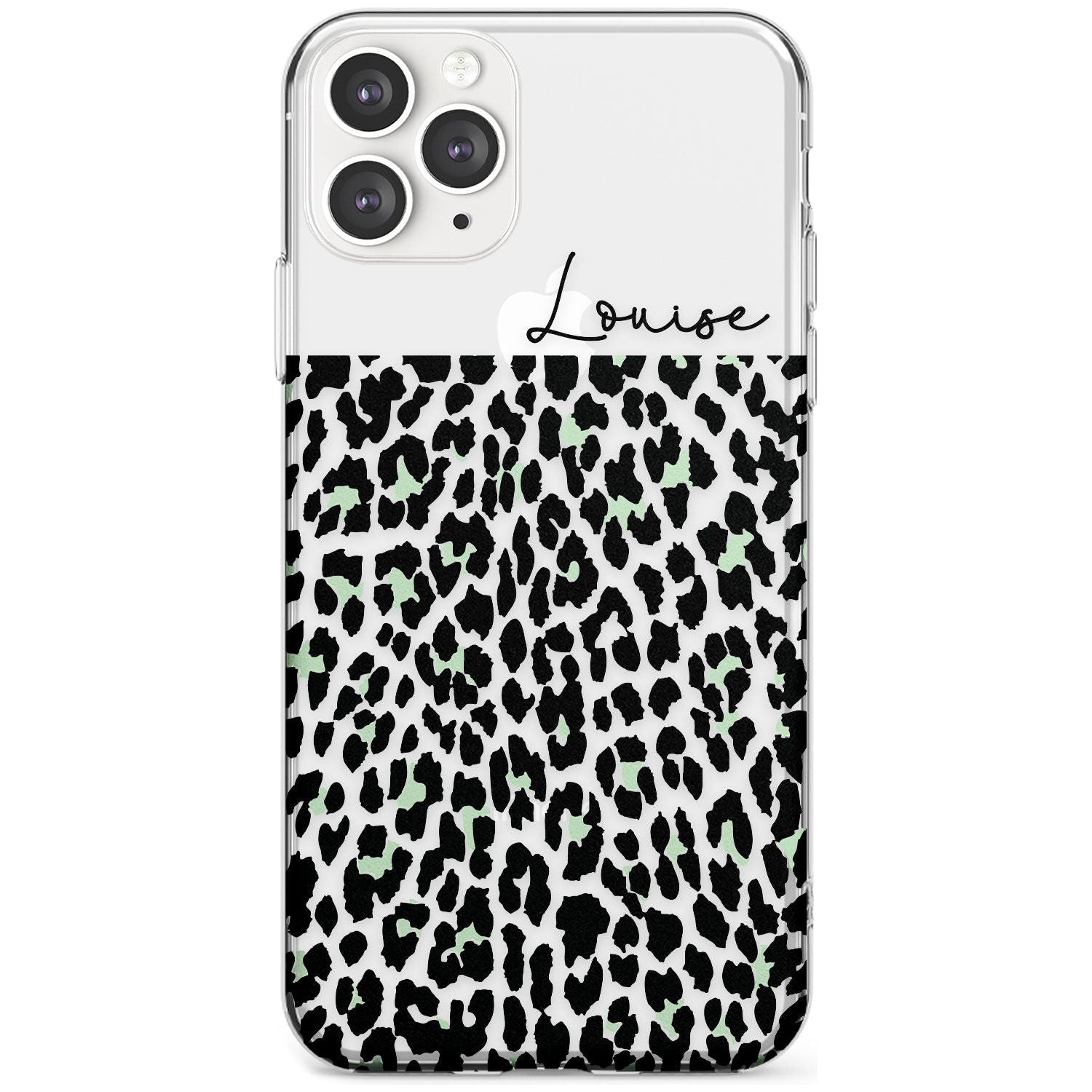 CustomSeafoam Green & Cursive Leopard Spots Slim TPU Phone Case for iPhone 11 Pro Max