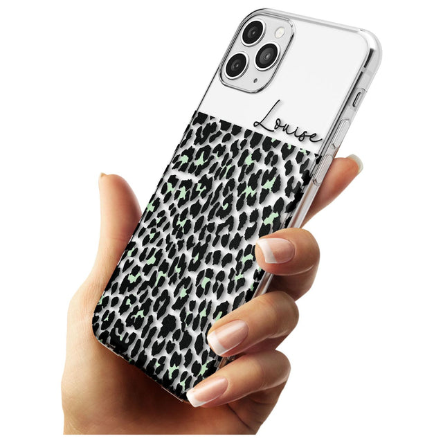 CustomSeafoam Green & Cursive Leopard Spots Slim TPU Phone Case for iPhone 11 Pro Max