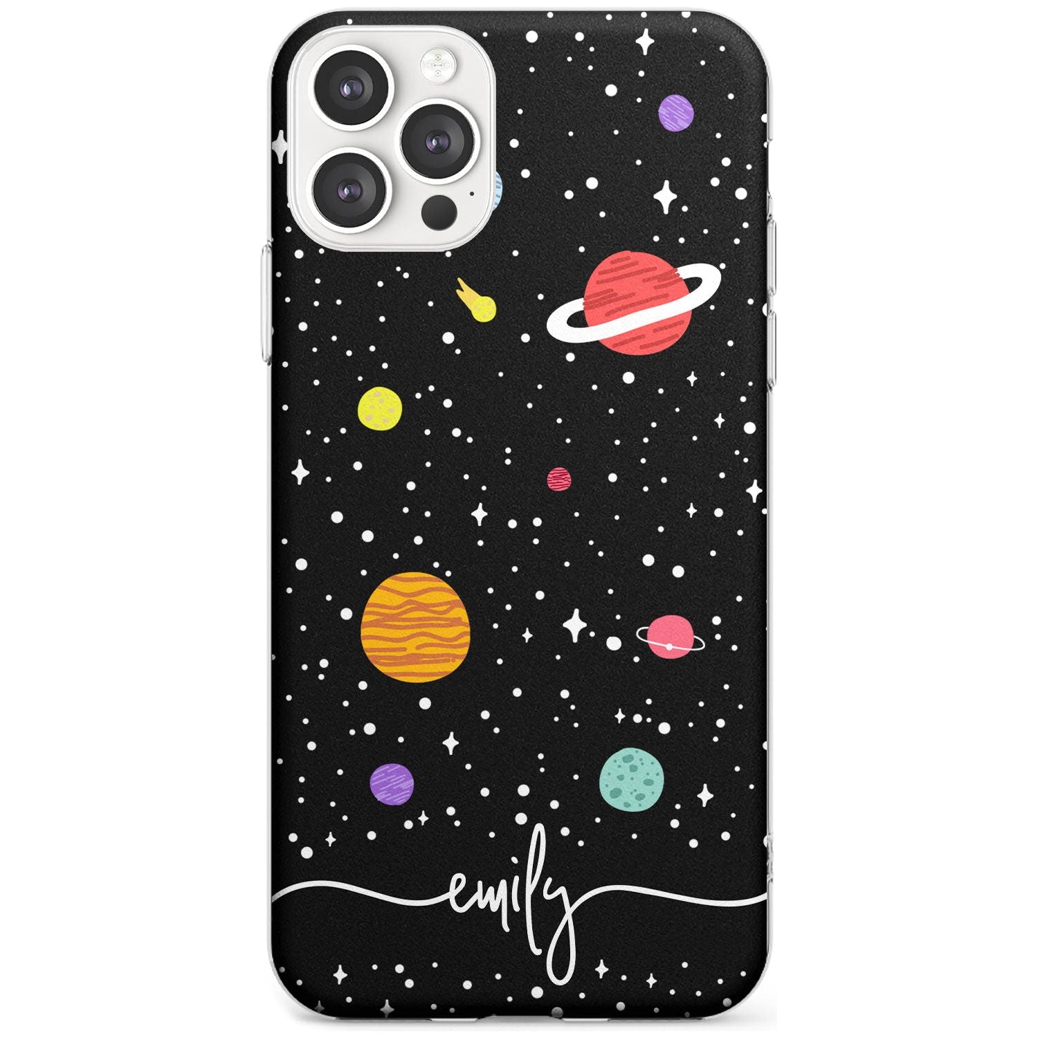 Custom Cute Cartoon Planets Black Impact Phone Case for iPhone 11 Pro Max