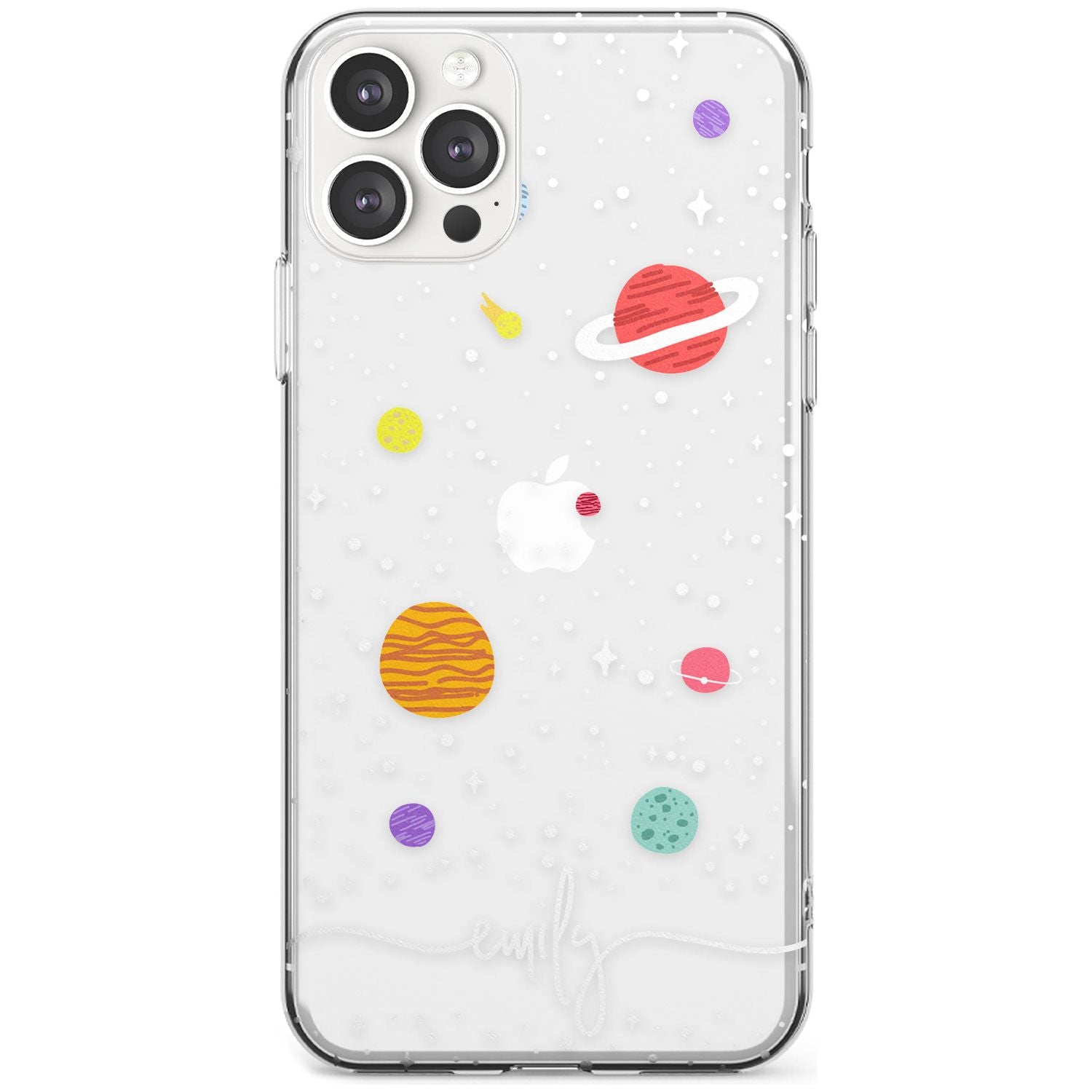 Custom Cute Cartoon Planets (Clear) Black Impact Phone Case for iPhone 11 Pro Max
